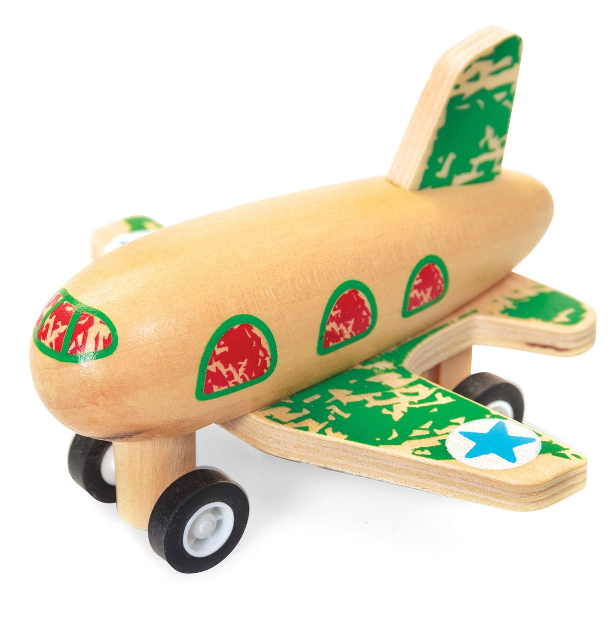 Avion en Bois à Friction – Modèle Assorti