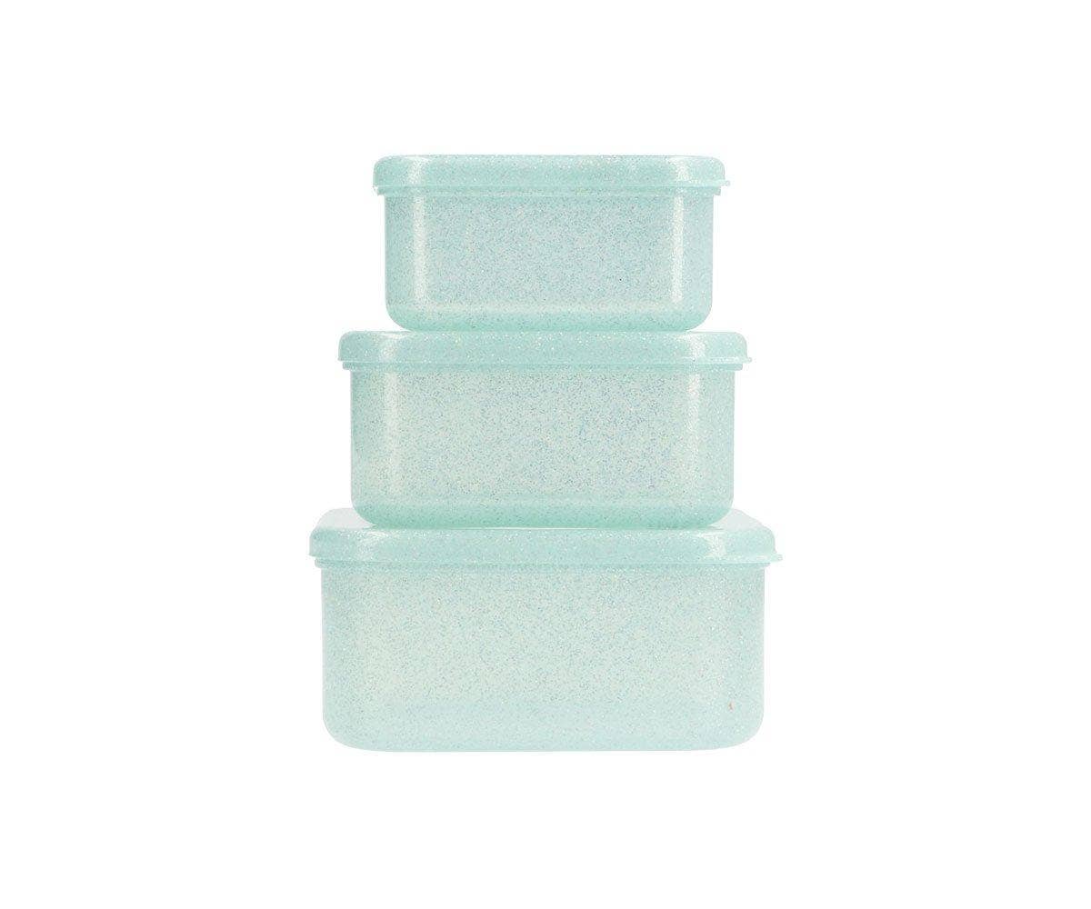 3 Boîtes à Déjeuner Aqua Paillettes Turquoise