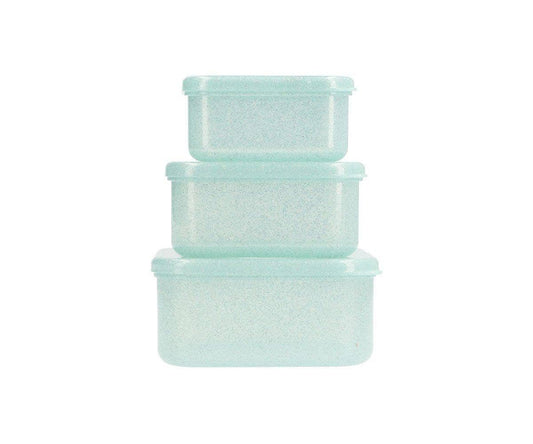 3 Boîtes à Déjeuner Aqua Paillettes Turquoise