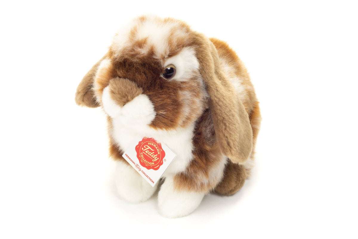 Peluche Lapin Assis Marron Foncé et Blanc - Teddy Hermann