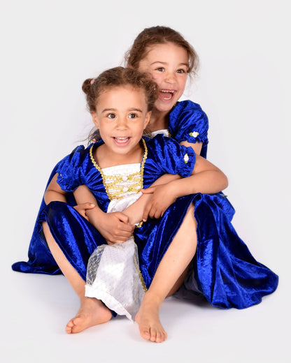 Blue velvet princess dress 110-116 cm 4-6 years