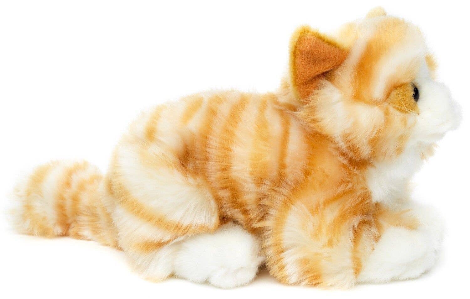 Peluche chat couché aux dents brunes Uni Toys