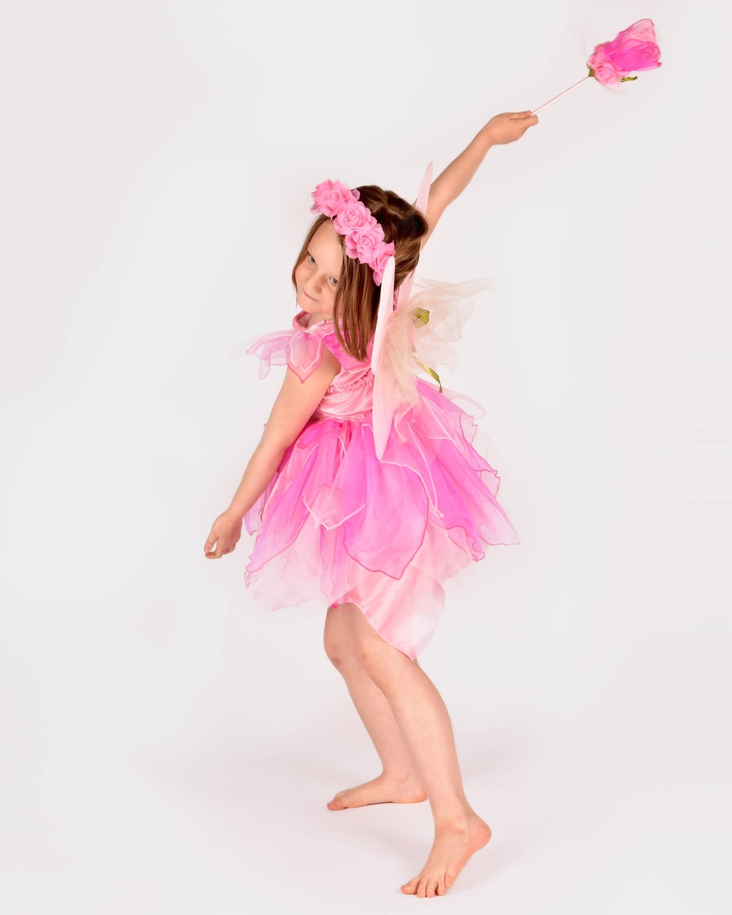 Feenkleid mit Flügeln+Diadem+Zauberstab 122-128 cm 6-8 Jahre