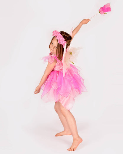Feenkleid mit Flügeln+Diadem+Zauberstab 122-128 cm 6-8 Jahre