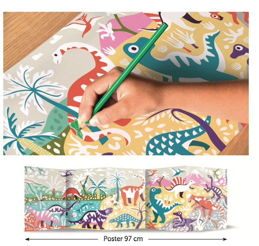 Panorama à colorier Dinosaures