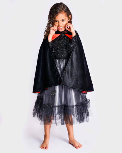 Deluxe Red Satin Vampire Cape with Stone 110-116 cm