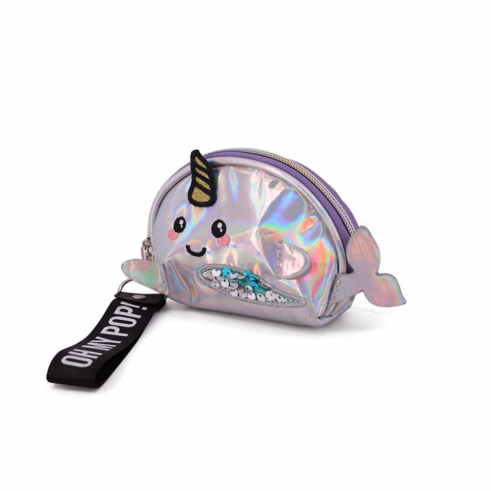 Porte-Monnaie Ovale Oh My Pop! « Narval » – Argent