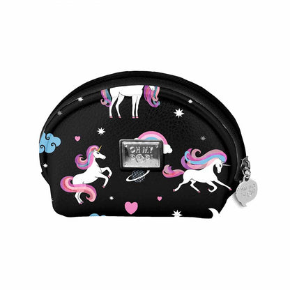 Porte-Monnaie Ovale Oh My Pop! « Licorne » – Noir