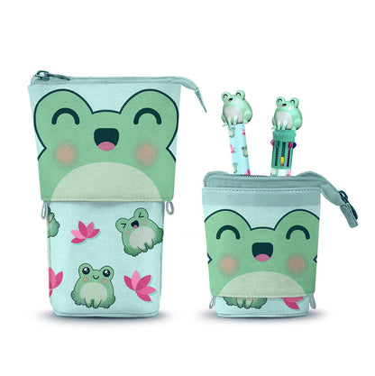 Trousse Cute + Stylo 10 Couleurs + Stylo Gel Effaçable Oh My Pop! « Froggy » – Turquoise