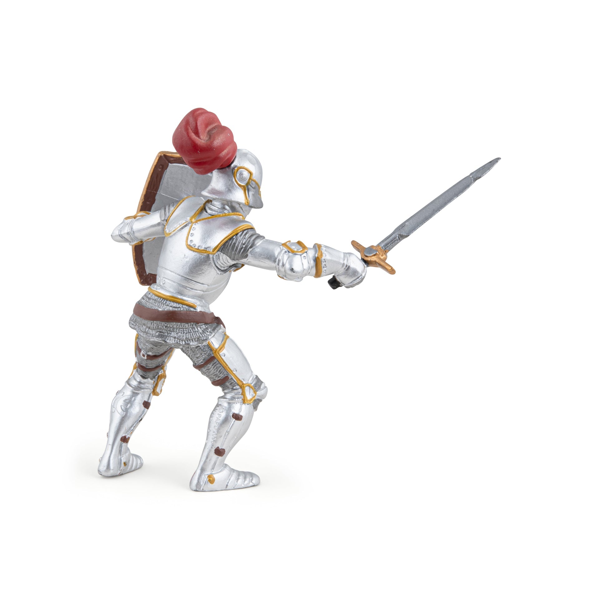 Figurine Chevalier en armure au plumet rouge Papo - personnage médiéval