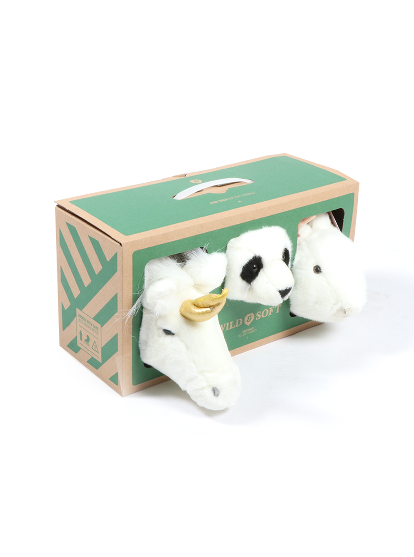 Mini-Wanddekoration aus Plüsch mit Tierköpfen: Geschenkset