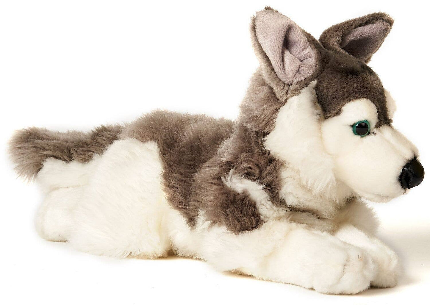 Peluche Husky gris couché