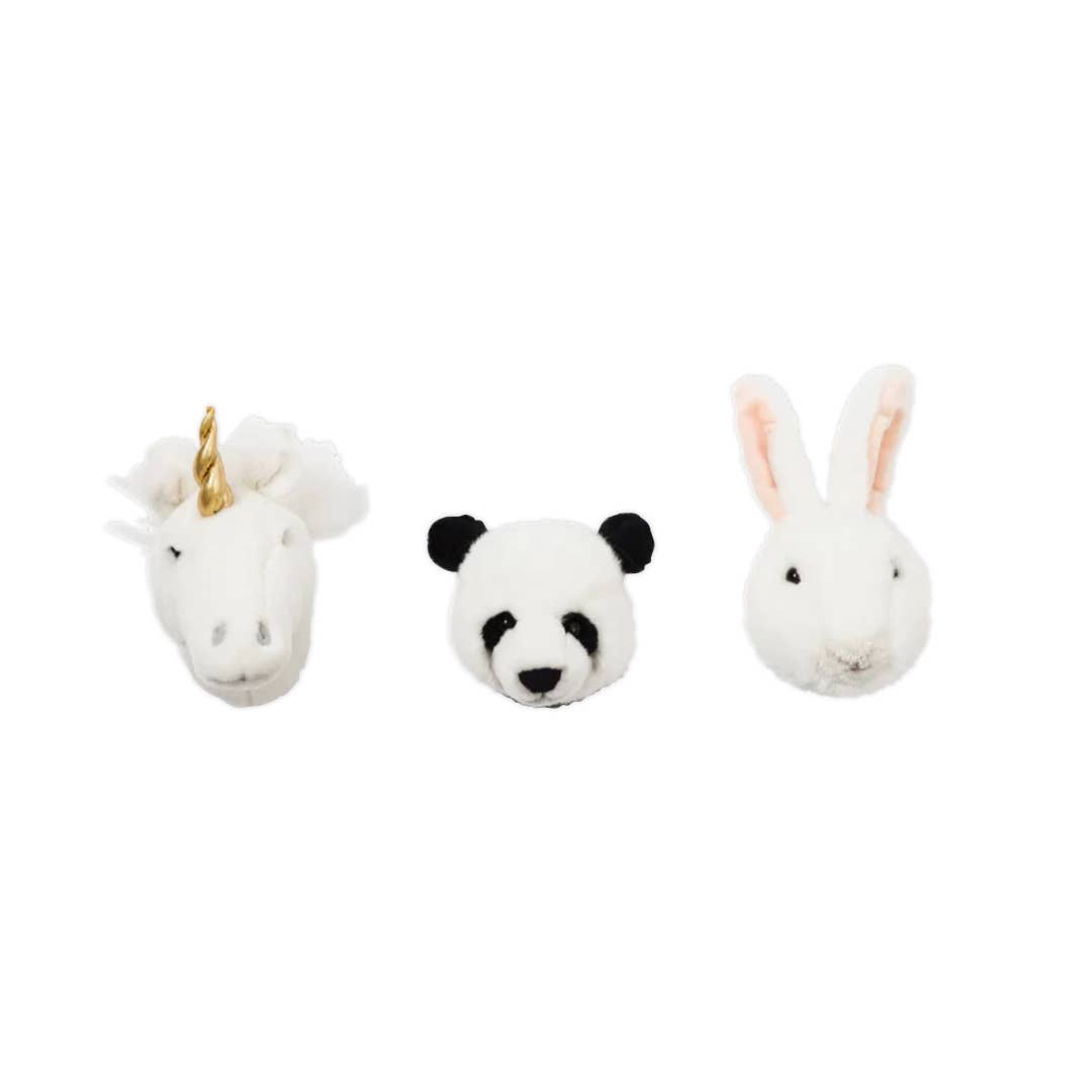 Mini-Wanddekoration aus Plüsch mit Tierköpfen: Geschenkset
