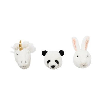 Mini-Wanddekoration aus Plüsch mit Tierköpfen: Geschenkset