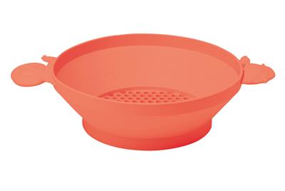 Scrunch: TAMIS À SABLE corail 29x20x7cm, repliable, 100% silicone, recyclable, 12m+