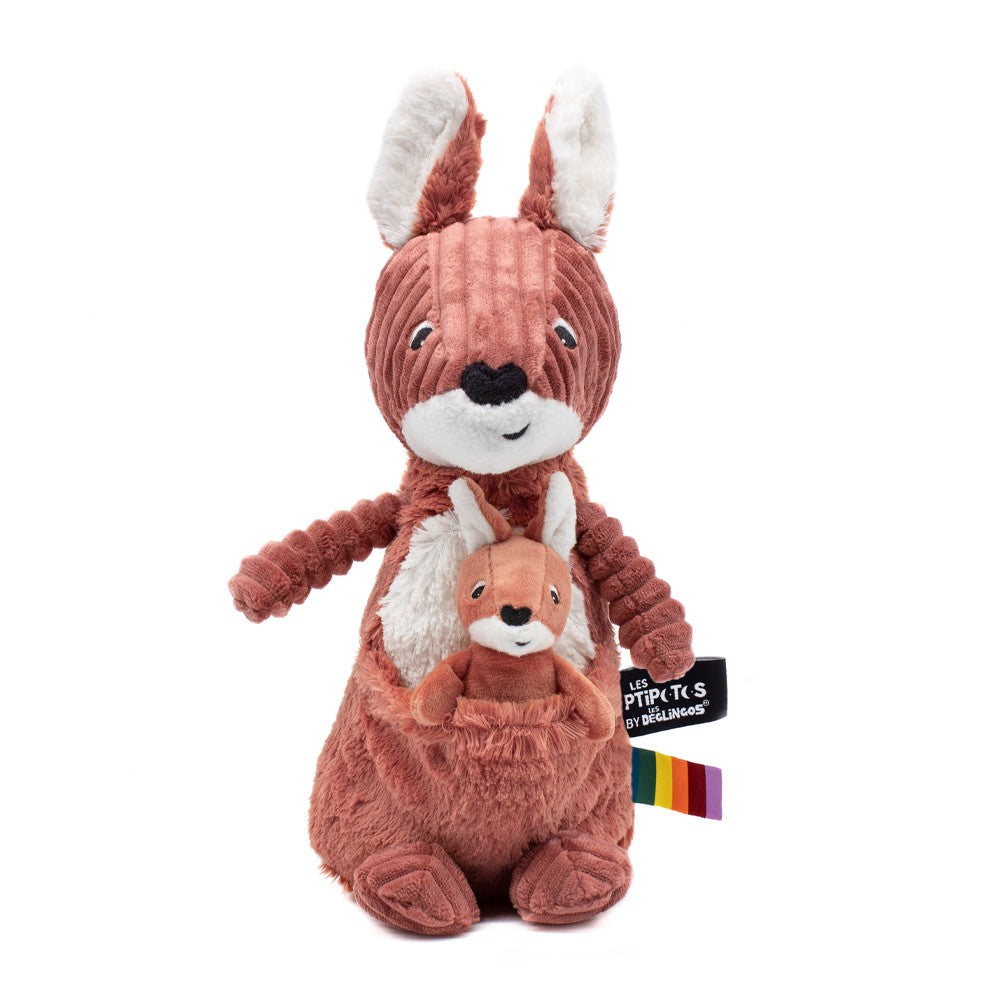 Peluche kangourou Allezou maman et son bébé terracotta – Les Ptipotos