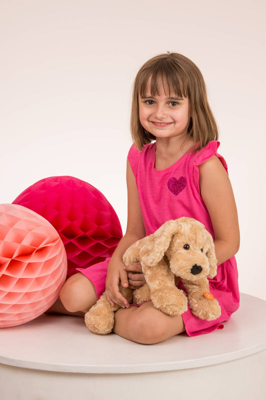 Beige Sleeping Dog Plush Toy