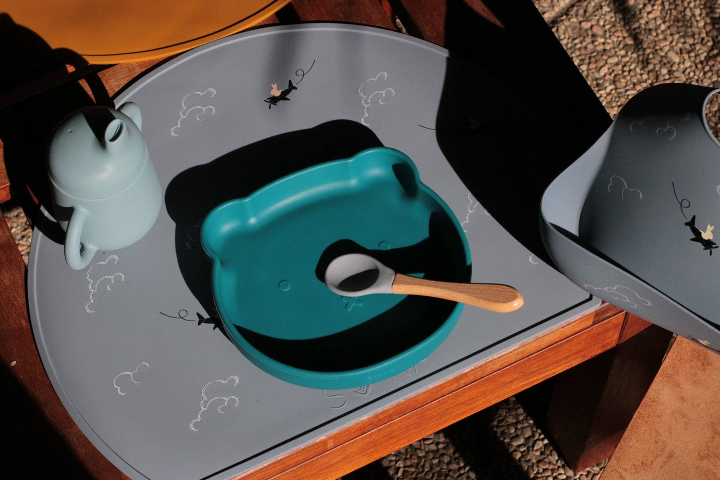 Set de table en silicone Aviateur - Gris perle