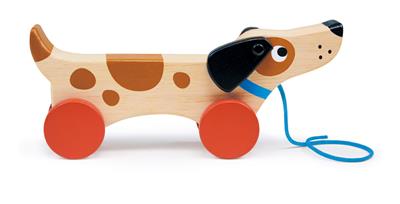 Mentari Bambino: CHIEN À TIRER 26x6x11cm, en bois, en boîte, 18m+