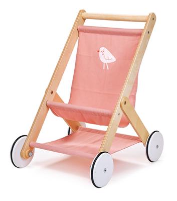 Mentari Jeu de Rôle: POUSSETTE DE POUPÉE 33x40,5x49,5cm, en bois, en boîte, 3+