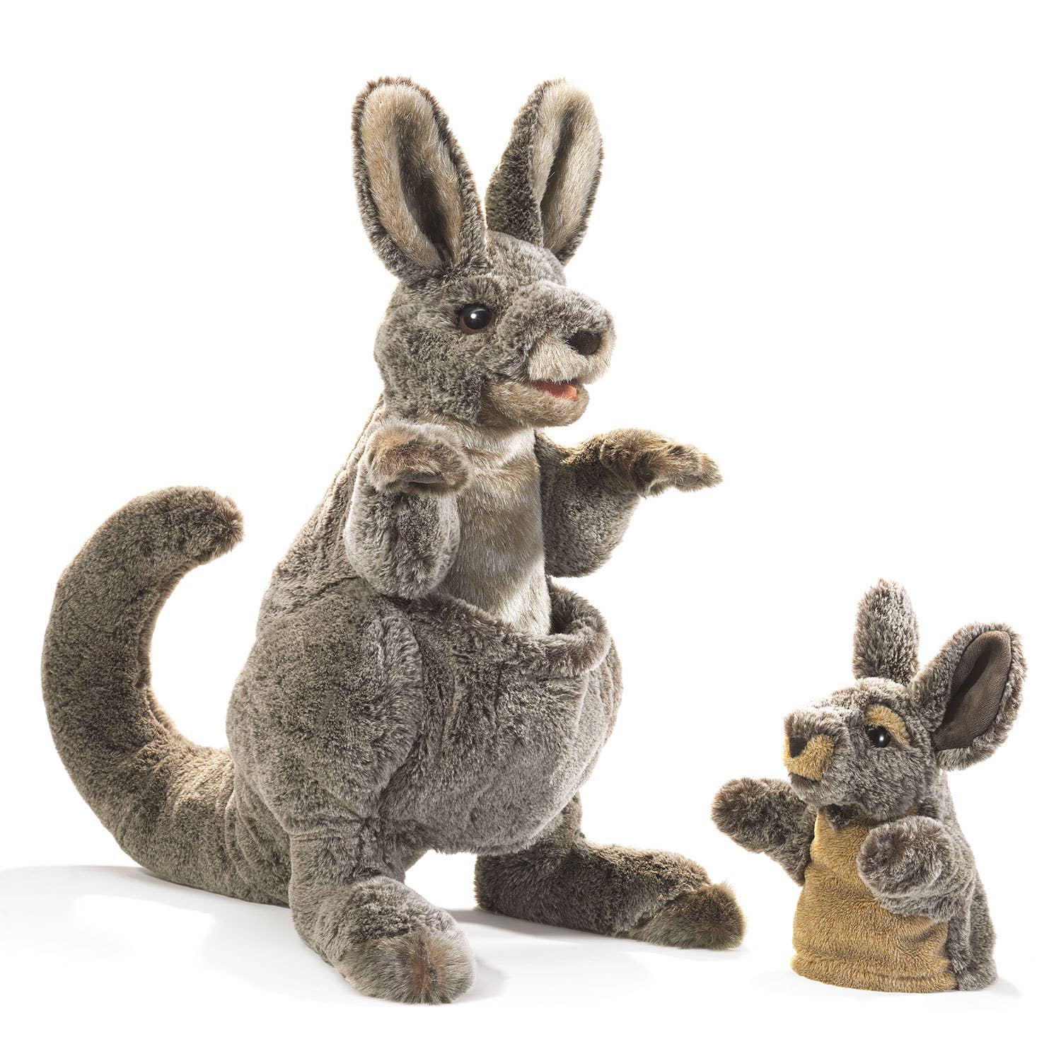 Marionnette à main Kangourou avec bébé 3178/Kangourou avec Joey Folkmanis réaliste