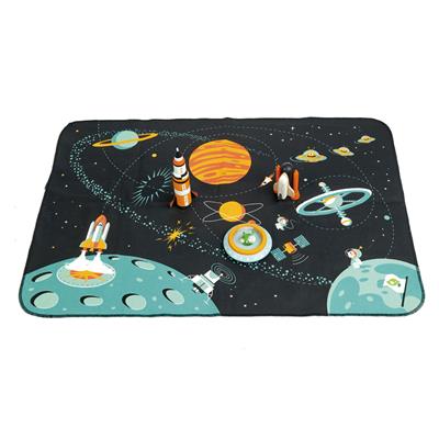 Tender Leaf Transport: SPACE ADVENTURE 71,5x50,5x15,5cm, avec tapis et accessoires, en bois, en boîte 19,7x5,8x26,5cm, 3+