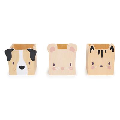 Tender Leaf Meubles: PORTE-CRAYONS Animaux de Compagnie 26.6x8x10cm, set de 3pcs, en bois, 3+