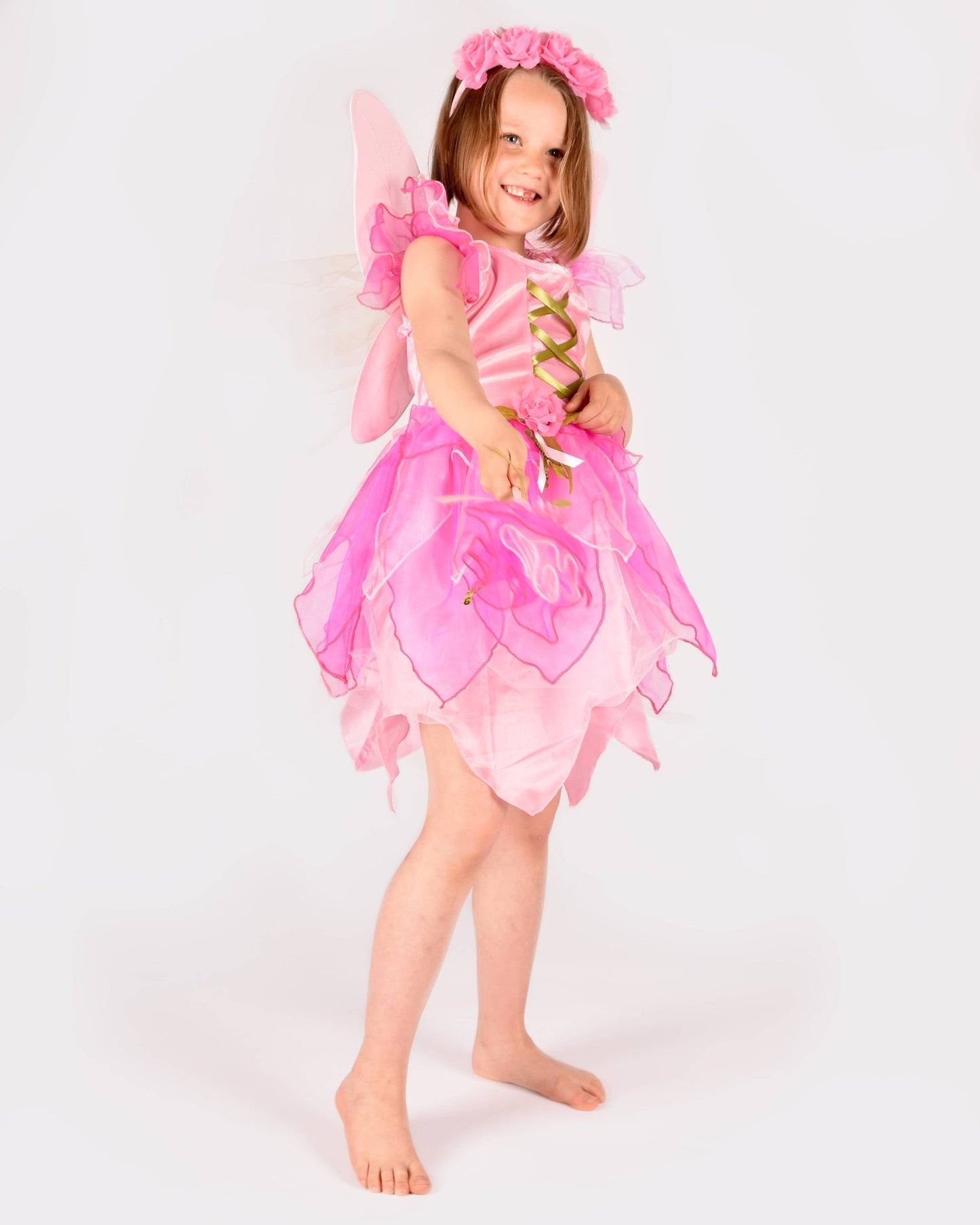 Feenkleid mit Flügeln+Diadem+Zauberstab 122-128 cm 6-8 Jahre