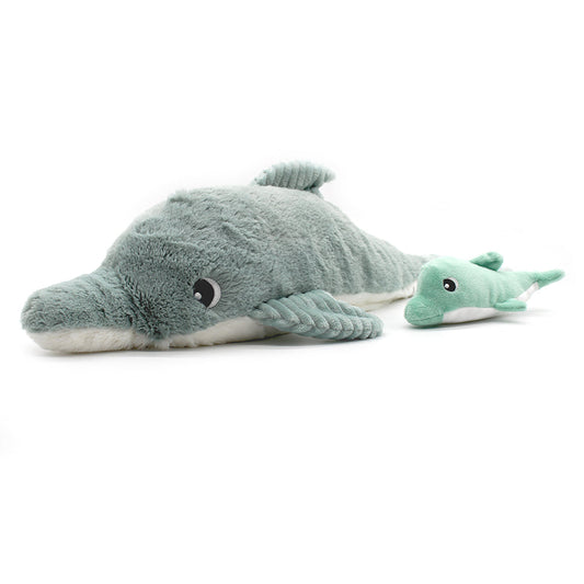 Peluche dauphin Tofou maman et son bébé vert menthe – Les Ptipotos