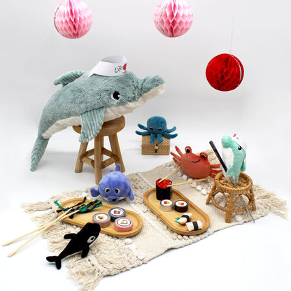 Peluche dauphin Tofou maman et son bébé bleu – Les Ptipotos – vue 4