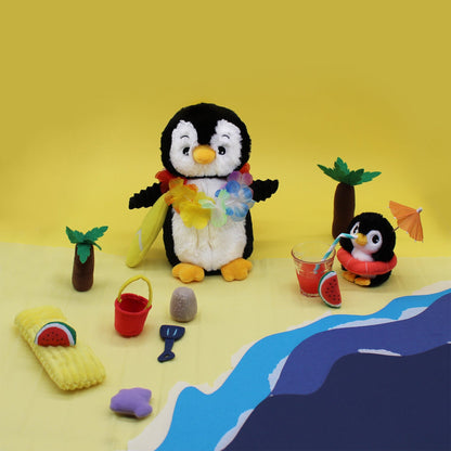 Peluche pingouin Iglou maman et son bébé blanc et noir – Les Ptipotos – vue 5
