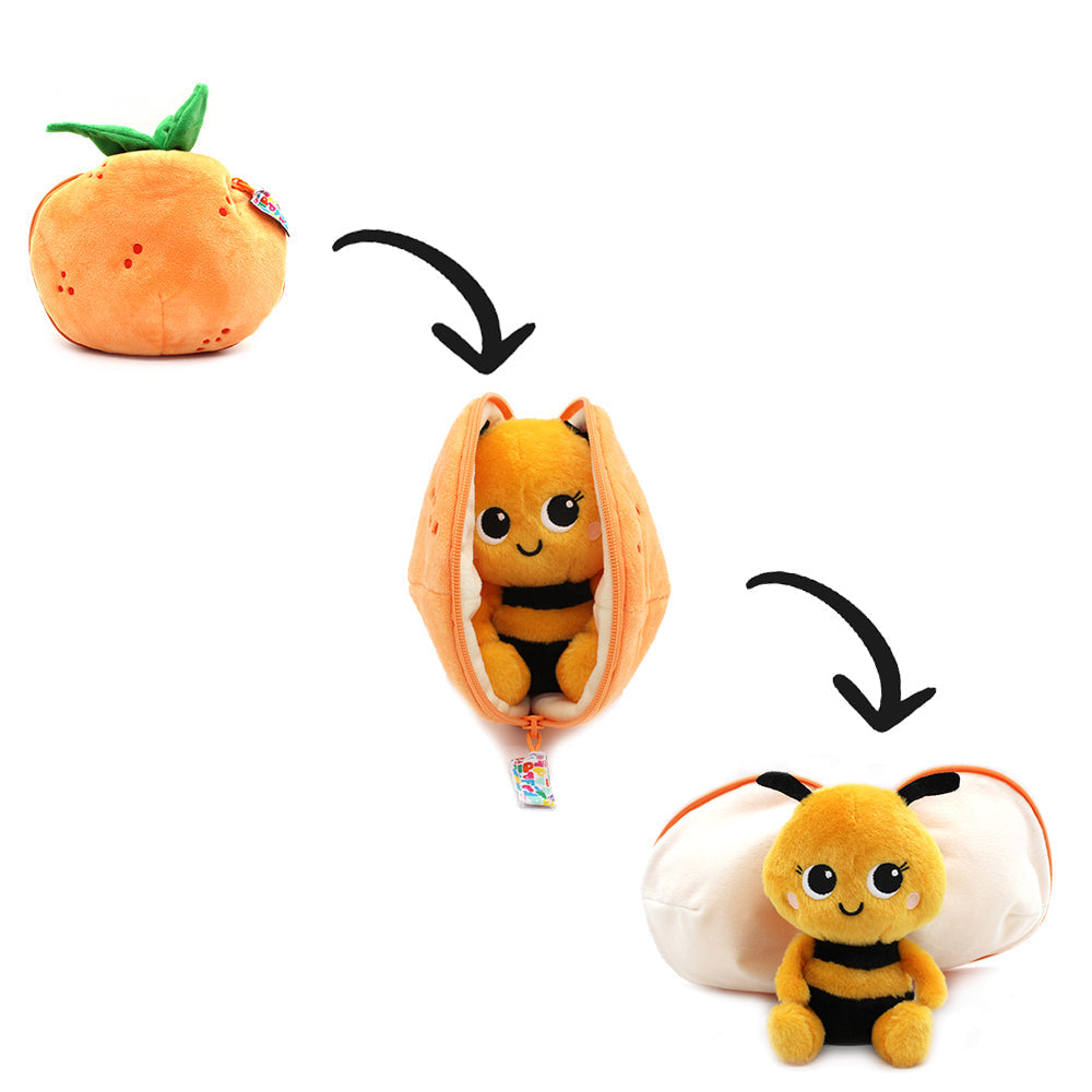Peluche réversible Buzzet l'abeille/mandarine – Flipetz