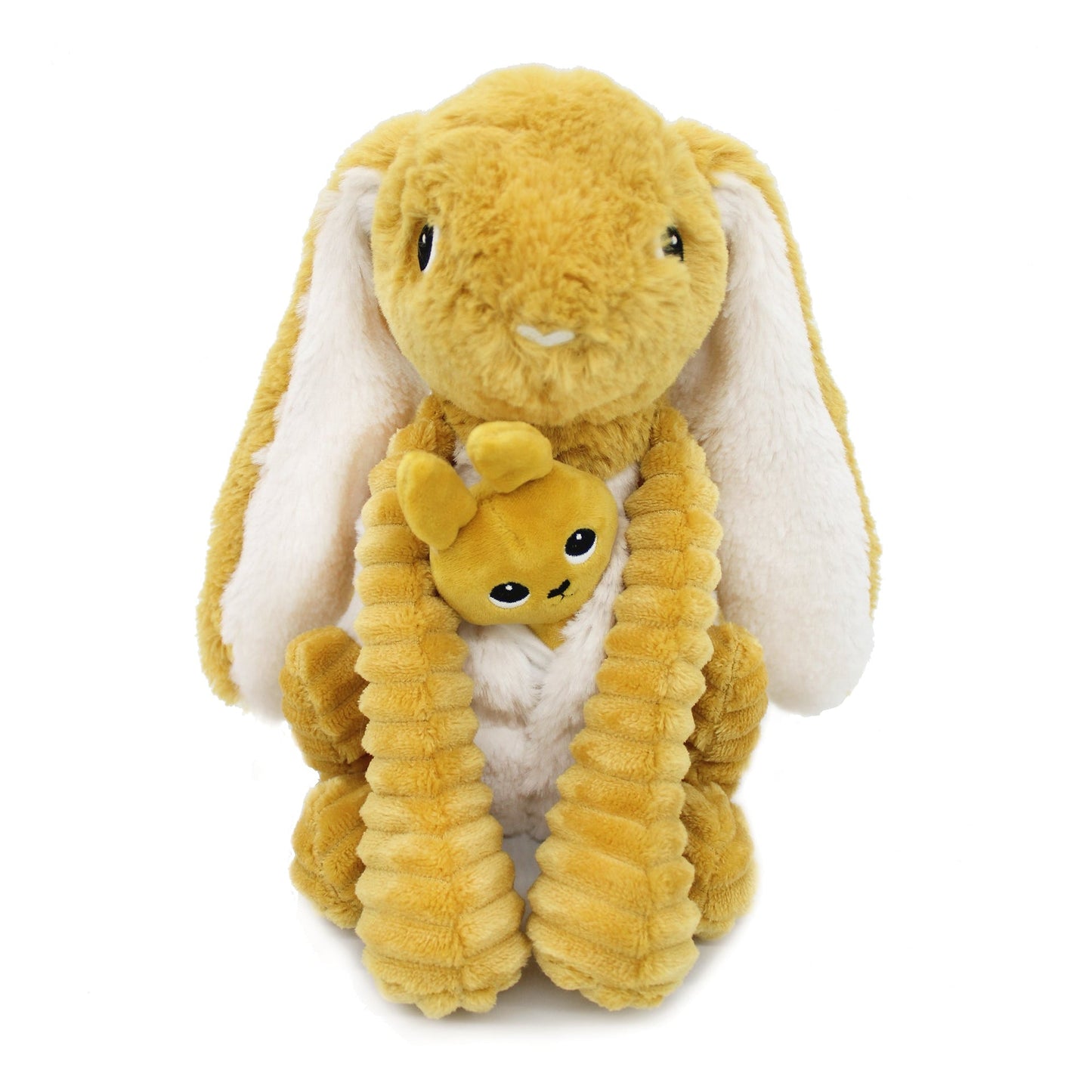 Peluche lapin Toudou maman et son bébé jaune moutarde – Les Ptipotos – vue 5