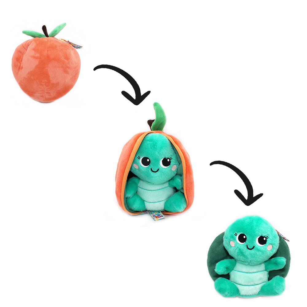 Peluche réversible Corvet la tortue/pêche – Flipetz