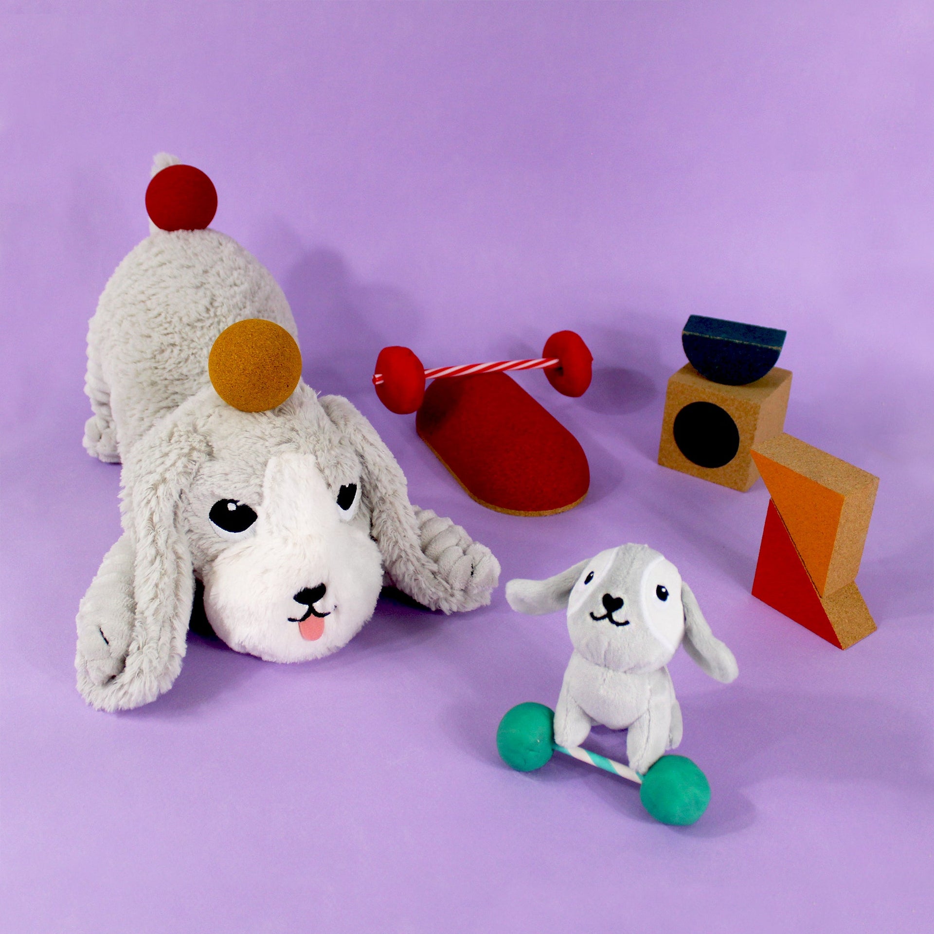 Peluche chien Toutou maman et son bébé gris – Les Ptipotos – vue 2