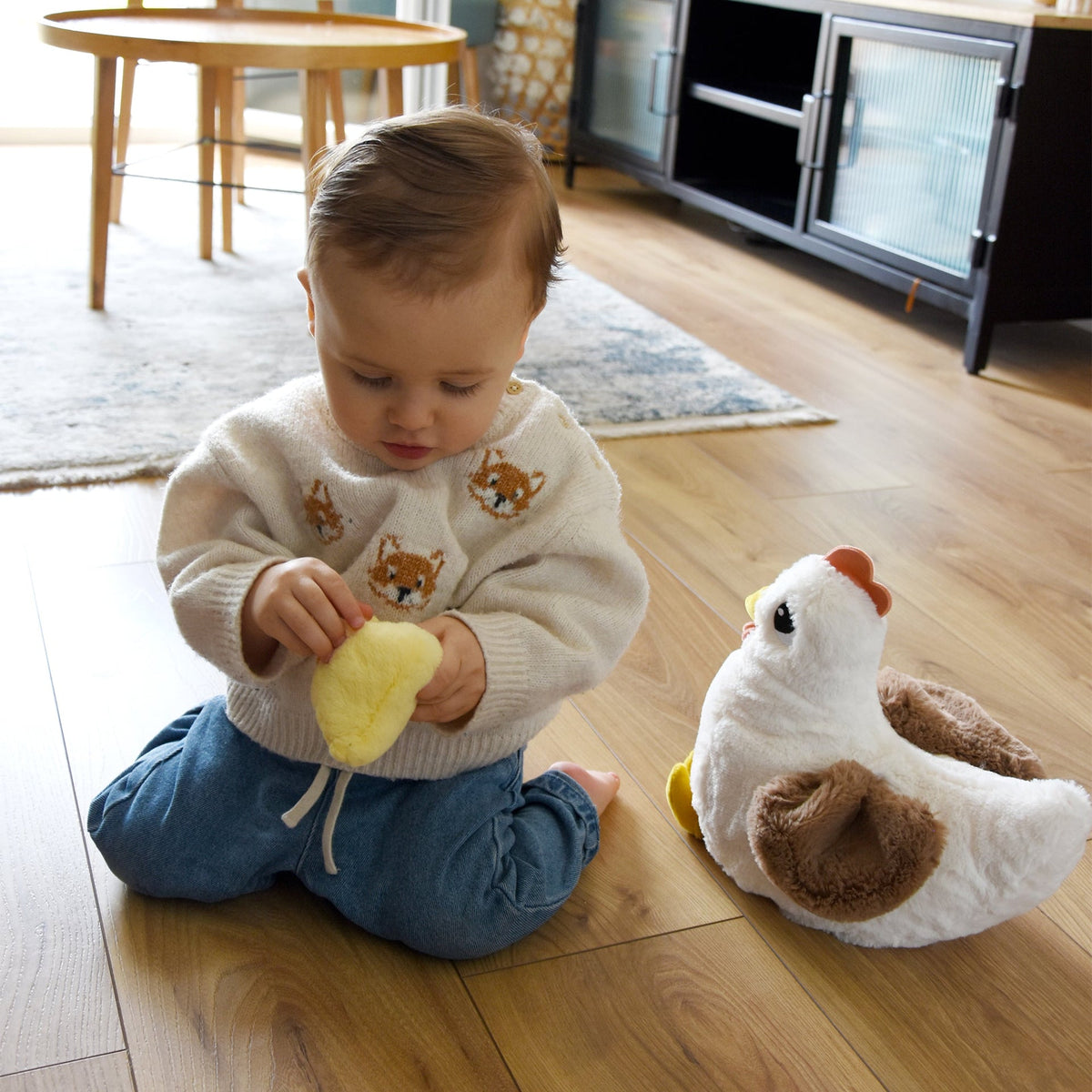 Peluche poule Pioupiou maman et son bébé blanc – Les Ptipotos – vue 2