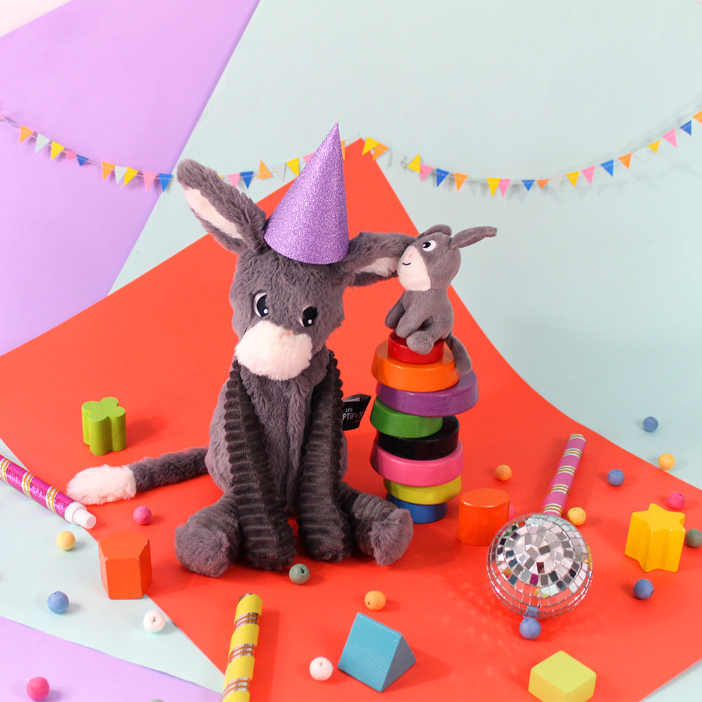 Peluche âne Poitou maman et son bébé gris – Les Ptipotos – vue 3