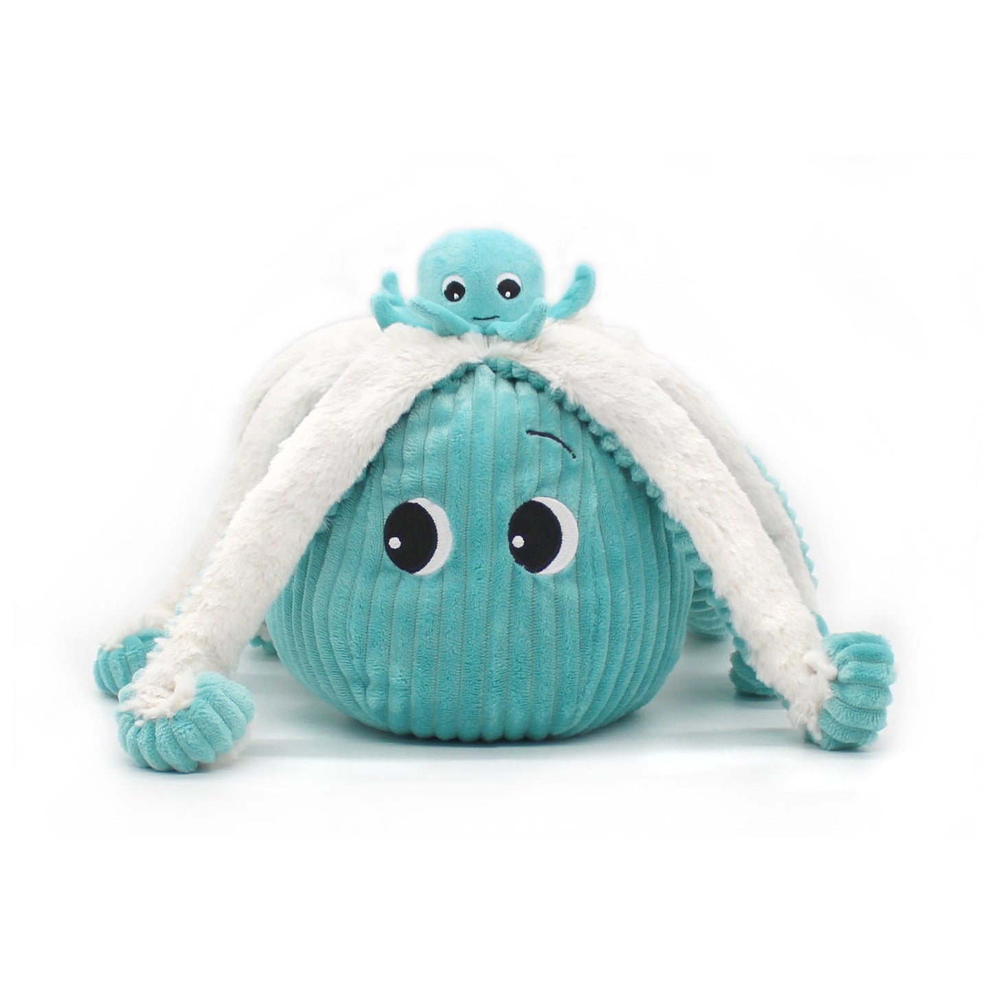 Peluche pieuvre Filou maman et son bébé bleu aqua – Les Ptipotos – vue 4