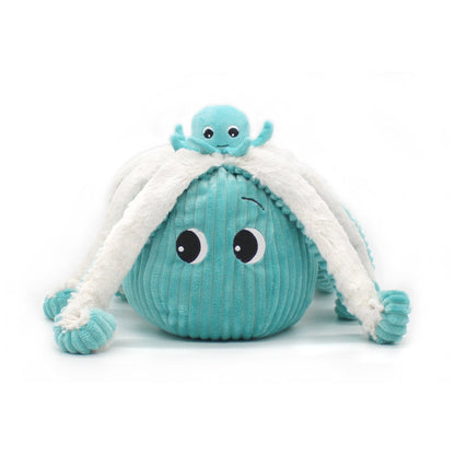 Peluche pieuvre Filou maman et son bébé bleu aqua – Les Ptipotos – vue 4