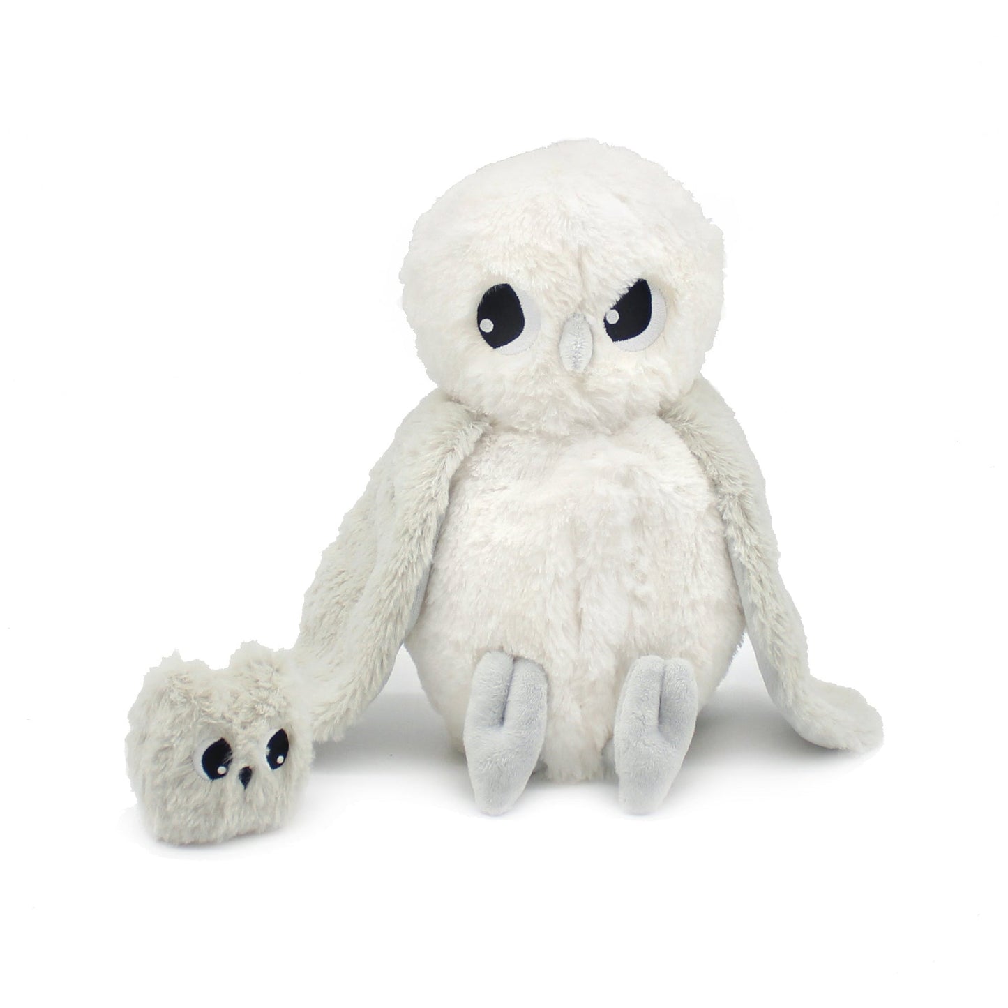 Peluche chouette polaire Coucou maman et son bébé gris clair – Les Ptipotos – vue 3