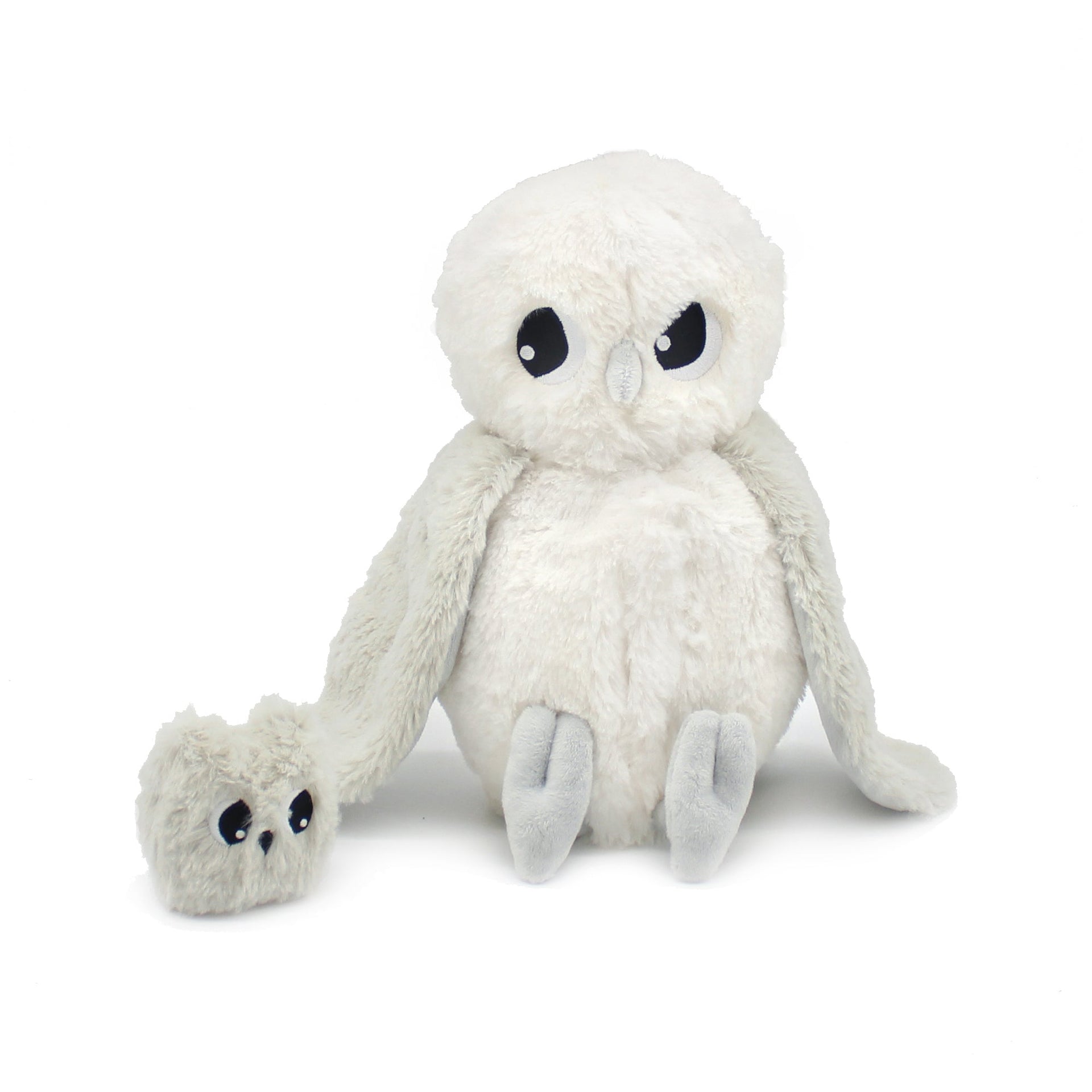 Peluche chouette polaire Coucou maman et son bébé gris clair – Les Ptipotos – vue 3