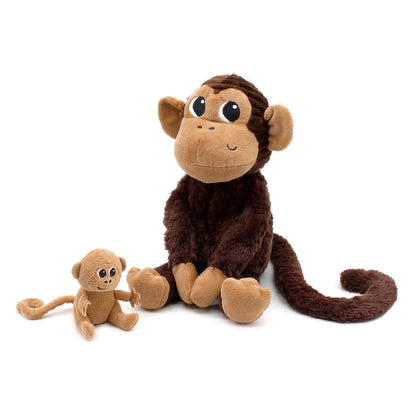 Peluche singe Zazou maman et son bébé marron chocolat – Les Ptipotos
