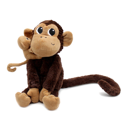 Peluche singe Zazou maman et son bébé marron chocolat – Les Ptipotos – vue 7