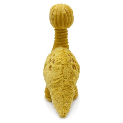 Peluche Marcus le diplodocus maman et son bébé jaune moutarde - vue de dos de la maman dino - Les Ptipotos