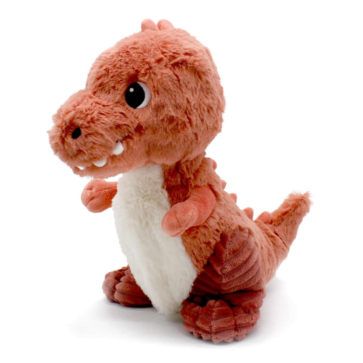 Peluche Alex le T-rex maman et son bébé terracotta - vue de profil de la maman tyrannosaure - Les Ptipotos