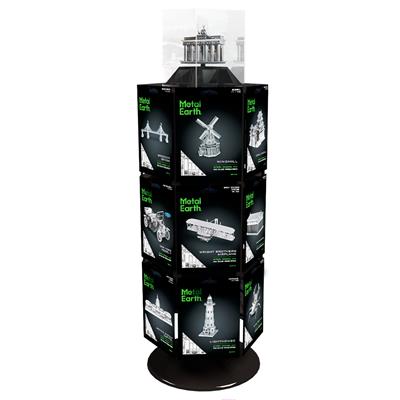 MetalEarth PRESENTOIR Promotion: PRESENTOIR à 3 NIVEAUX avec 18 chevilles (capacité de stock pour 144 cartes de Metal Earth) diam.24x53cm, gratuit avec une commande de 144 cartes de Metal Earth, composition sur mesure (prendre contact avec DAM)