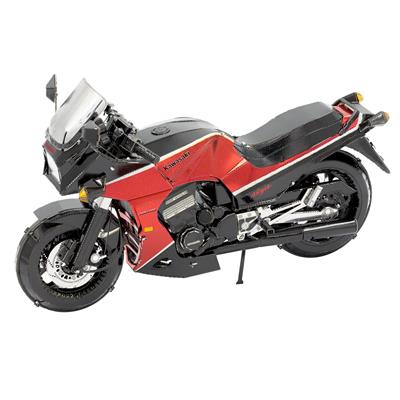 MetalEarth: ICONX - KAWASAKI GPz900R (Top Gun Bike) 11.43x3.81x6.10cm, maquette 3D en métal avec 2 feuilles multicolorées, en boîte 13,5x22x2cm, 14+