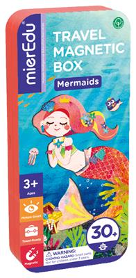 MierEdu BOÎTE DE PUZZLE MAGNÉTIQUE voyage: SIRÈNES 9x3,3x20,3cm, contient 2 scènes et plus de 30 pièces de puzzle magnétiques, dans une boîte en métal, 3+