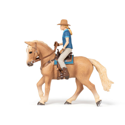Figurine Cheval western et sa cavalière Papo - cheval