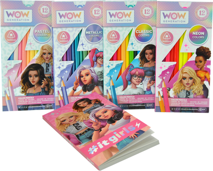 Set mit 48 Buntstiften und Notizbuch